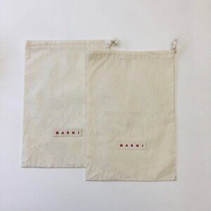 MARNI Dust Bag for Shoes A Pair Cotton Ivory Drawstring